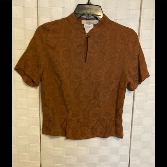 InWear Brown Textured Short Sleeve Top XS - Picture 3 of 7